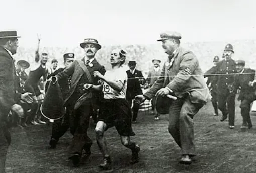 Dorando Pietri “won” the 1908 marathon but was disqualified later.