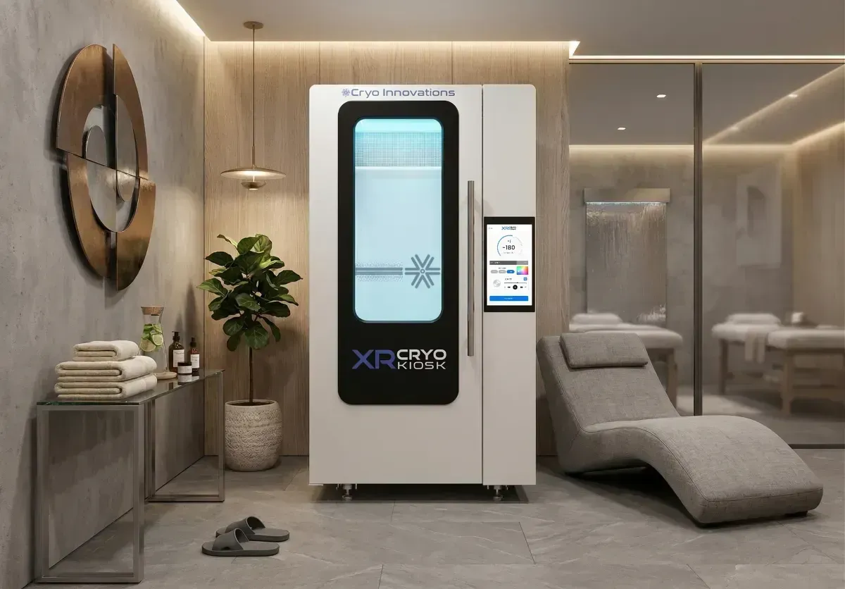 XR Cryo Kiosk in a light lounge setting