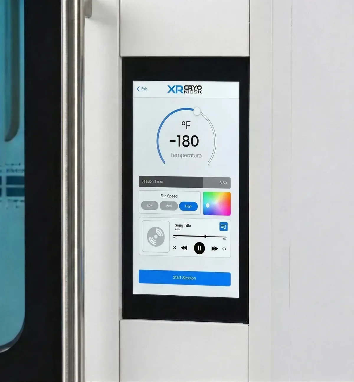 The XR Cryo Kiosk touchscreen, up close