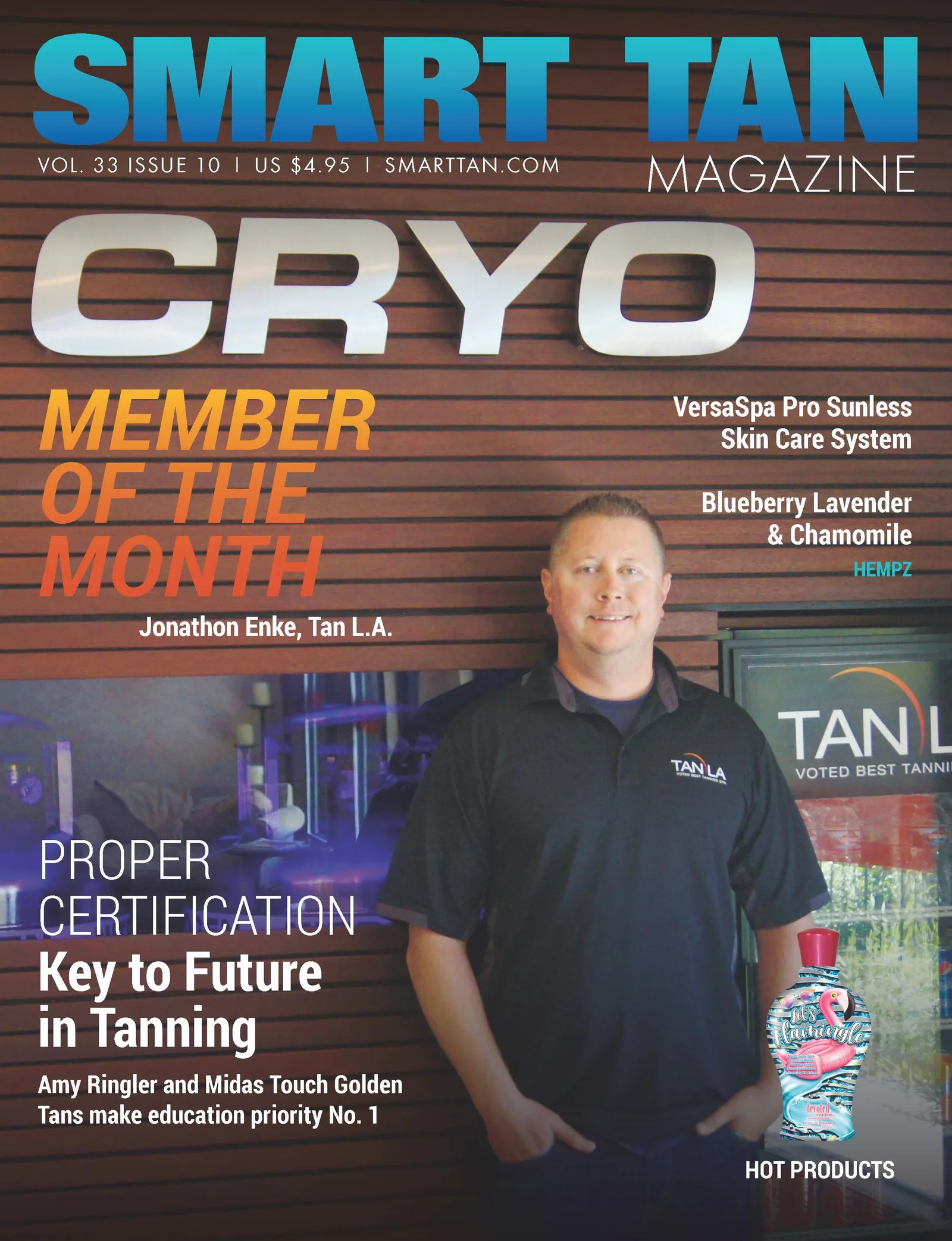 Smart Tan Magazine cover: Cryo, Member of the Month, Jonathan Enke of Tan L.A.